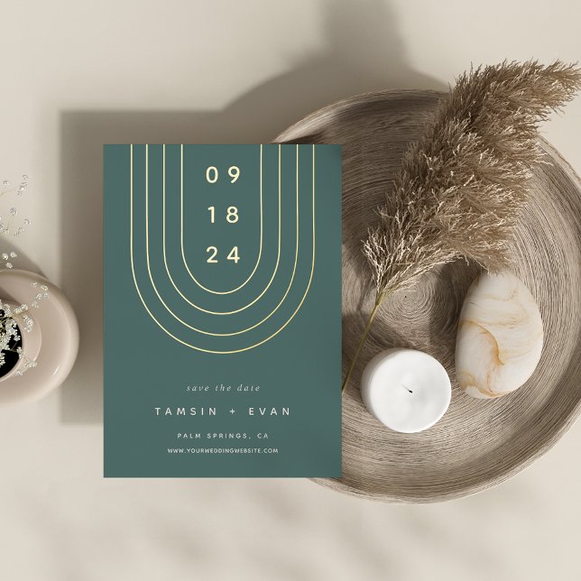 Invitation En Aluminium Arche à huile | Minimal moderne Enregistrer la car (Créateur téléchargé)