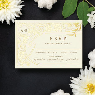 Invitation En Aluminium Arche Art Nouveau RSVP Foil