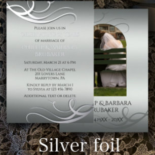 Invitation En Aluminium Arche de 25e anniversaire de mariage photo argent