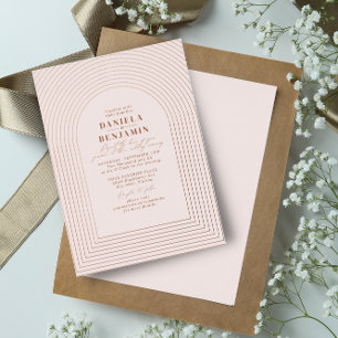 Invitation En Aluminium Arche de mariage Boho délicate en terre cuite rose