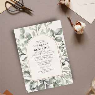 Invitation En Aluminium Arche de verdure Eucalyptus Ivoire Mariage Or Rose