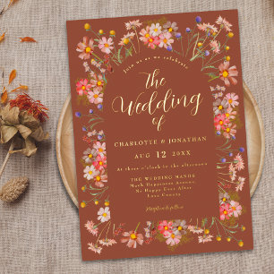 Invitation En Aluminium Arche florale bohème en terre cuite Mariage d'auto