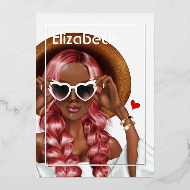 Invitation En Aluminium Argent et or été fête d'anniversaire Foil Invitat (Recto)