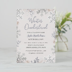 Invitation En Aluminium ARGENT FOIL Winter Onederland 1er anniversaire
