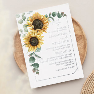 Invitation En Aluminium Argent Mariage de tournesol floral