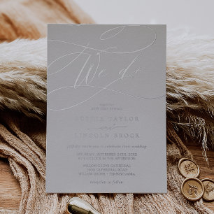 Invitation En Aluminium Argent romantique feuille gris Flourish We Do Ma