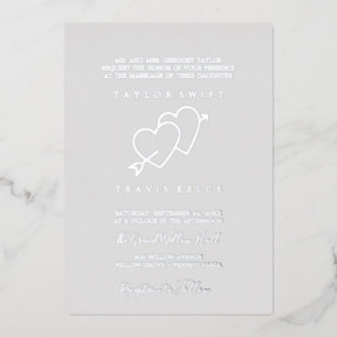 Invitation En Aluminium Argent Romantique Feuille Mariage Formel Gris Fl