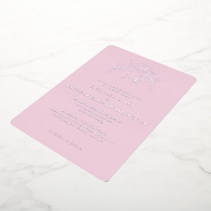 Invitation En Aluminium Argent Vintage rose simple