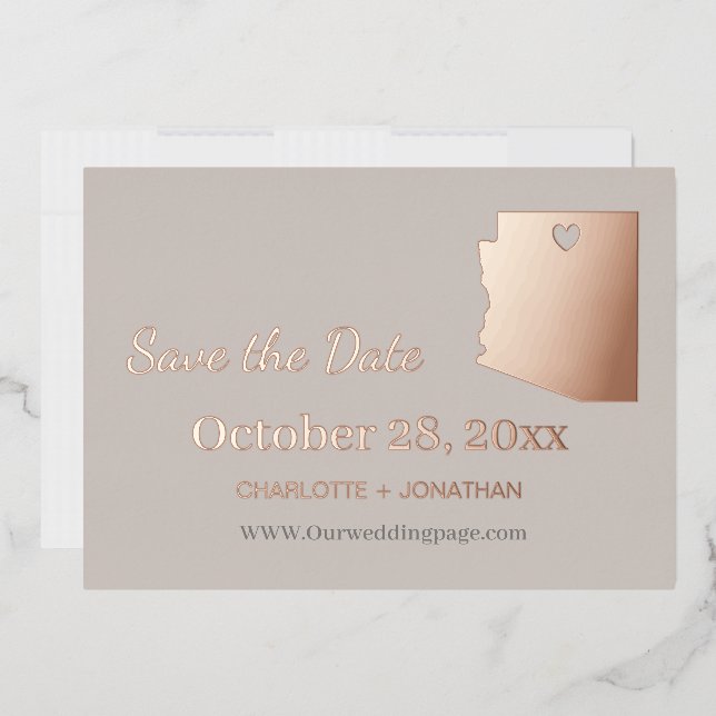 Invitation En Aluminium Arizona Mariage Save The Date Rose Gold (Enveloppe)