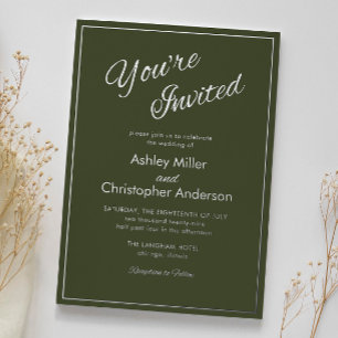 Invitation En Aluminium Armée Verte Minimaliste de Mariage