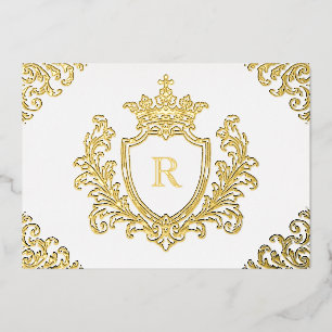 Invitation En Aluminium Armoiries médiévales en feuille d'or Monogramme in