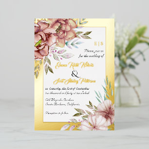 Invitation En Aluminium Arrosage en terre cuite fleurs florales or mariage