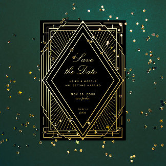 Invitation En Aluminium Art déco Enregistrer la date