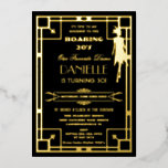 Invitation En Aluminium Art Déco Gatsby Roaring 20s 30e anniversaire Real<br><div class="desc">Personnalisez ce luxueux Art déco vintage Great Gatsby roaring 20s thème 30e anniversaire fêter l'invitation à l'éclair facilement et rapidement, appuyez simplement sur le bouton Modifier en utilisant l'outil de design pour réorganiser et formater le style et le placement du texte. Tout le texte est modifiable. Avec son cadre Art...</div>