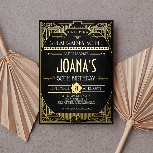 Invitation En Aluminium Art Déco Great Gatsby Party (Créateur téléchargé)