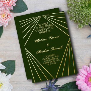 Invitation En Aluminium Art déco Mariage Emerald Green Gold