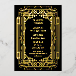 Invitation En Aluminium art des années 20 Gatsby Art Déco Anniversaire