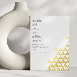 Invitation En Aluminium Art géométrique minimaliste moderne Mariage Or