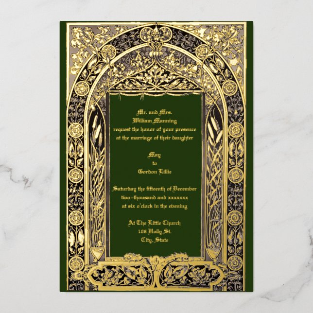 Invitation En Aluminium Art nouveau du feuillage de l'ère victorienne par  (Recto)