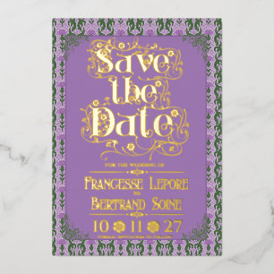 Invitation En Aluminium Art Nouveau Élégant Chardon Royal Lavande