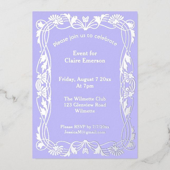 Invitation En Aluminium Art Nouveau Élégant Vintage (Recto)
