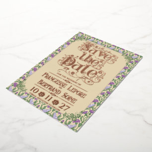 Invitation En Aluminium Art Nouveau Élégants Inséparables Jaune Vintage 