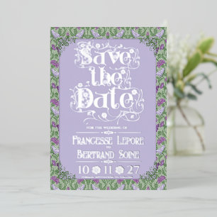 Invitation En Aluminium Art Nouveau Élégants Inséparables Lavande