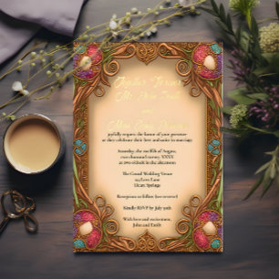 Invitation En Aluminium Art Nouveau II - Lettres de bordure et d'huile -