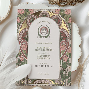 Invitation En Aluminium Art Nouveau Mariage Gold Accents Enregistrer la da