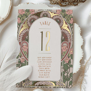 Invitation En Aluminium Art Nouveau Mariage Gold Accents Numéro de tableau