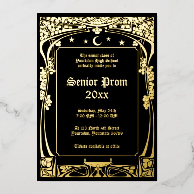 Invitation En Aluminium Art Nouveau Prom (Recto)