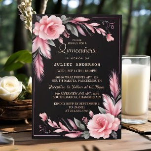 Invitation En Aluminium Art Pastel Font Dusty Glam Rose Gold Quinceanera