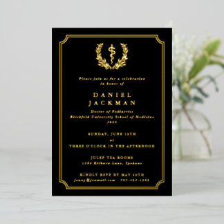 Invitation En Aluminium Asclepius Noir Diplôme Médicale de l'école
