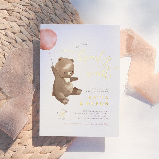 Invitation En Aluminium Attente aurifère | Ballotte rose et Baby shower d' (Créateur téléchargé)