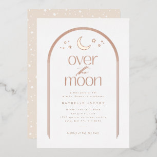 Invitation En Aluminium Au-dessus de la lune Baby shower neutre Rose or