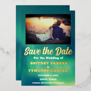 Invitation En Aluminium Aurora Borealis Sky QR Code Mariage photo