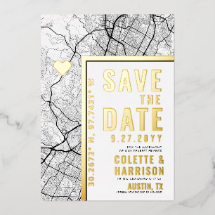 Invitation En Aluminium Austin, Texas Love Locator   Mariage Enregistrer l