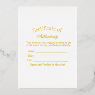Invitation En Aluminium Autocollant de certificat d'authenticité de luxe  