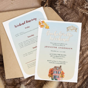 Invitation En Aluminium Automne Vibes Rustique Bachelorette Weekend Rose G