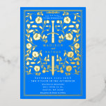 Invitation En Aluminium Azure Blue Royal Medieval Mariage<br><div class="desc">Célébrez votre journée spéciale avec ce Mariage d'épée médiévale royale. Ce design présente un cadre avec une épée et des fleurs. Le dos de ce produit est imprimé en couleurs plates et n'est PAS du papier à papier.</div>