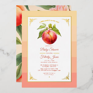 Invitation En Aluminium Baby shower à huile d'or Fuzz de pêche