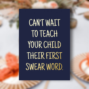 Invitation En Aluminium Baby shower amusant Félicitations Marine Blue Gold