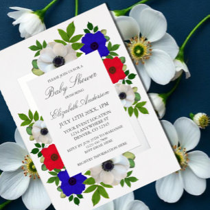 Invitation En Aluminium Baby Shower Anémone Panda Patriotique