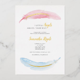 Invitation En Aluminium Baby shower Aquarelle rose et bleu