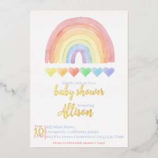 Invitation En Aluminium Baby shower arc-en-ciel