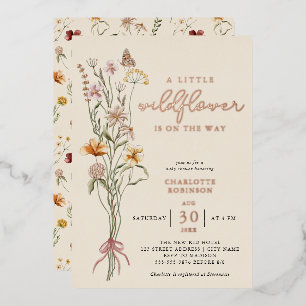 Invitation En Aluminium Baby Shower Bohème Fleurs Sauvages Réel