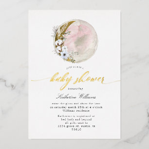 Invitation En Aluminium Baby Shower bohème mystique lunaire