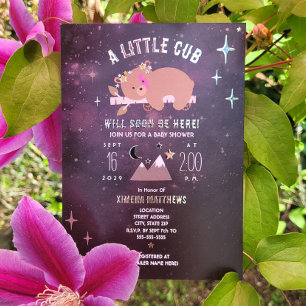 Invitation En Aluminium Baby shower Cosmic Cub Foil Stars