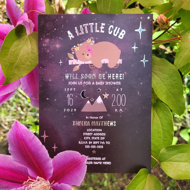 Invitation En Aluminium Baby shower Cosmic Cub Foil Stars (Créateur téléchargé)