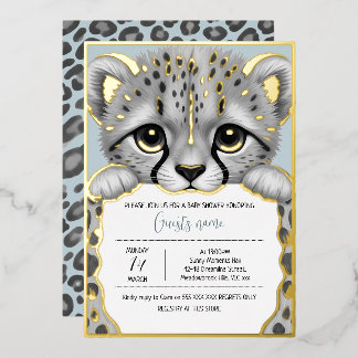 Invitation En Aluminium Baby Shower Cub Bleu